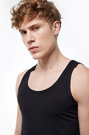 Erkek Siyah Üst Seviye Micro Modal Atlet 910