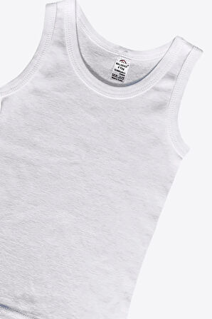 Erkek Çocuk Beyaz 6 Lı Paket %100 Pamuk Ribana Atlet 201-e