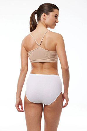 Kadın Beyaz 6 Lı Paket %100 Pamuk Yüksek Bel Büyük Beden Bato Anne Külodu 90156-e