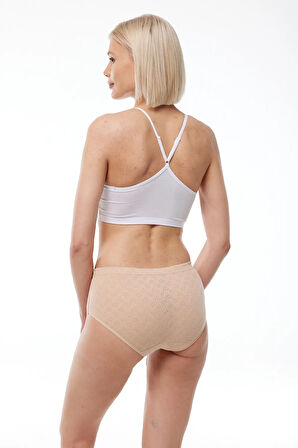 Kadın Beyaz 6 Lı Paket %100 Pamuk Yüksek Bel Jakarlı Slip Külot 351