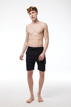 Erkek Kırçıllı Gri Bel Lastikli Cepli Tek Alt Şort 6005