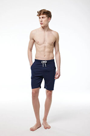 Erkek Kırçıllı Gri Bel Lastikli Cepli Tek Alt Şort 6005