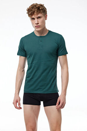 Erkek Beyaz Düğmeli Yaz Serinliği T-shirt 083