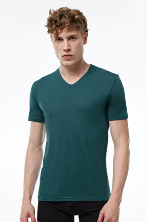 Malabadi 085 Erkek Modal V Yaka Kısa Kol İnce Yaz Serinliği T-shirt