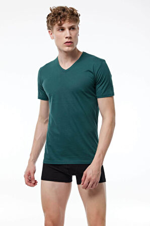 Malabadi 085 Erkek Modal V Yaka Kısa Kol İnce Yaz Serinliği T-shirt