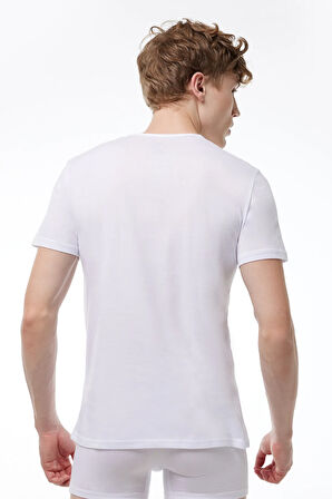 Erkek Beyaz Düğmeli Yaz Serinliği T-shirt 083