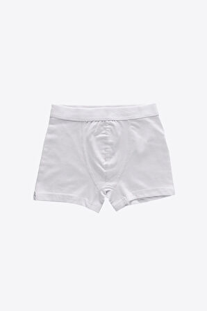 Erkek Çocuk Beyaz 3 Lü Paket Pamuk Elastan Boxer 208