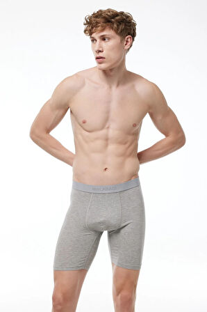 Erkek Siyah Beyaz Gri 3 Lü Paket Uzun Paçalı Modal Boxer 3m019