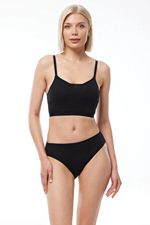 Kadın Siyah 2 Li Paket Normal Bel Modal Slip Külot 1028