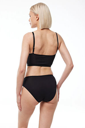Kadın Siyah 2 Li Paket Normal Bel Modal Slip Külot 1028