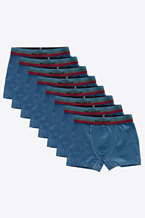 Erkek Çocuk Mavi 8 Li Paket Pamuk Elastan Boxer 208