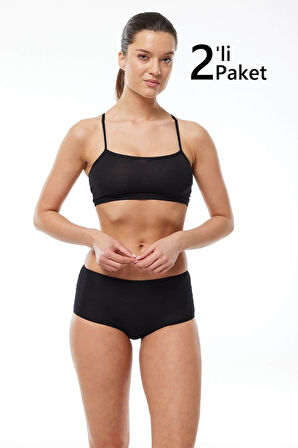 Malabadi 1053 2'Li Paket Kadın Modal Geniş Kenarlı İz Yapmayan Slip & Külot