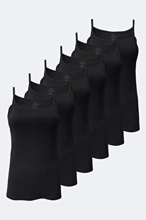 Kadın Beyaz 6 Lı Paket %100 Pamuk Ribana Ip Askılı Atlet 105-e