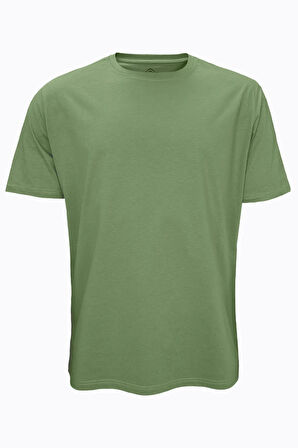 5 li Paket Haki Erkek Büyük Beden Tişört Loose Fit / %100 Pamuk Bol Rahat Kesim 5M6041