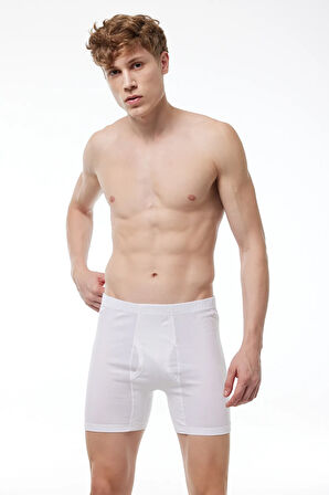 Erkek Beyaz 6 Lı Paket %100 Pamuk Geniş Kalıp Arjantin Boxer 003-e