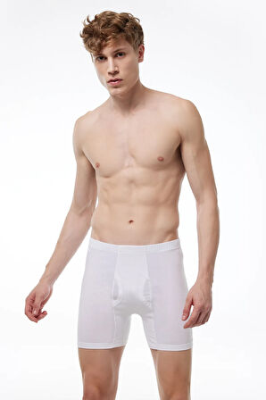 Erkek Beyaz 6 Lı Paket %100 Pamuk Geniş Kalıp Arjantin Boxer 003-e