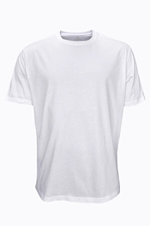 Erkek Büyük Beden Beyaz Tişört Loose Fit / %100 Pamuk Bol Rahat Kesim 6041