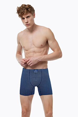 Erkek Desenli Pamuk Elastan Uzun Boxer 073