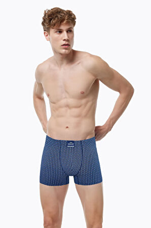 Erkek Desenli Pamuk Elastan Boxer 1M074