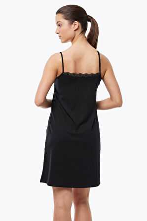 Malabadi 1047 Kadın Dantelli Yaka Modal İnce Askılı Çift Yönlü Elbise Astarı & Kombinezon