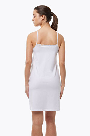 Malabadi 1047 Kadın Dantelli Yaka Modal İnce Askılı Çift Yönlü Elbise Astarı & Kombinezon