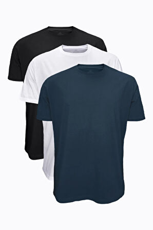 Siyah Beyaz Füme 3 lü Paket Erkek Tişört Loose Fit / %100 Pamuk Bol Rahat Kesim 6040