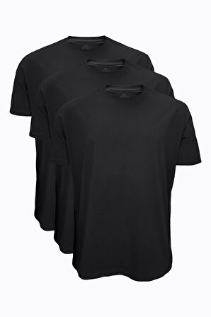 Siyah Beyaz Füme 3 lü Paket Erkek Tişört Loose Fit / %100 Pamuk Bol Rahat Kesim 6040