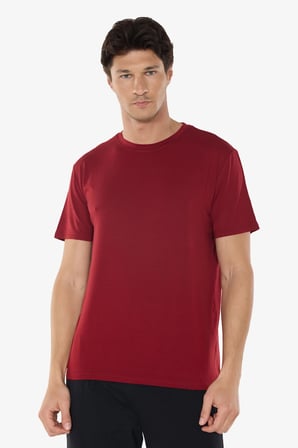 Erkek Bordo Bisiklet Yaka Micro Modal Extra Yumuşak Rahat Kalıp Tişört 930