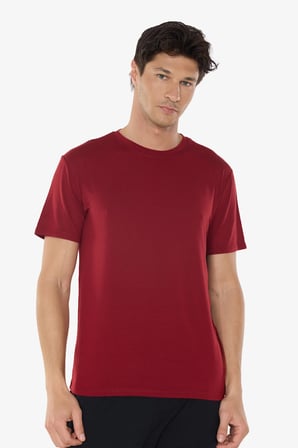 Erkek Bordo Bisiklet Yaka Micro Modal Extra Yumuşak Rahat Kalıp Tişört 930