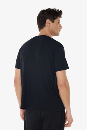 Erkek Siyah Bisiklet Yaka Micro Modal Extra Yumuşak Rahat Kalıp Tişört 930