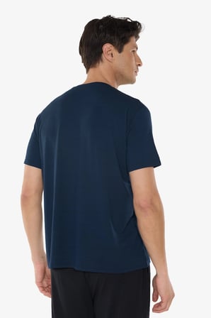 Erkek Lacivert Bisiklet Yaka Micro Modal Extra Yumuşak Rahat Kalıp Tişört 930