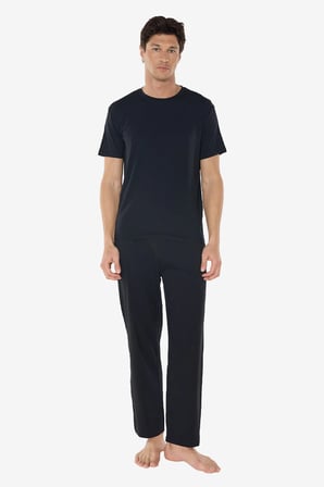 Erkek Siyah Bisiklet Yaka Micro Modal Extra Yumuşak Yazlık Pijama Takımı 6030