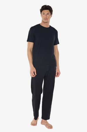 Erkek Siyah Bisiklet Yaka Micro Modal Extra Yumuşak Yazlık Pijama Takımı 6030