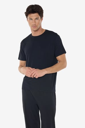 Erkek Siyah Bisiklet Yaka Micro Modal Extra Yumuşak Yazlık Pijama Takımı 6030
