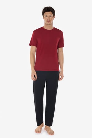 Erkek Bordo Bisiklet Yaka Micro Modal Extra Yumuşak Yazlık Pijama Takımı 6030