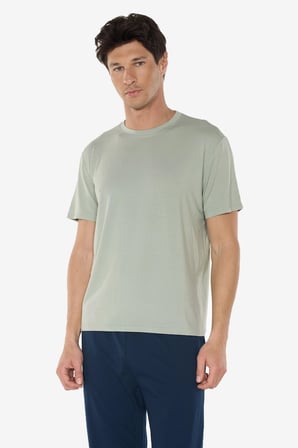 Erkek Yeşil Bisiklet Yaka Micro Modal Extra Yumuşak Yazlık Pijama Takımı 6030