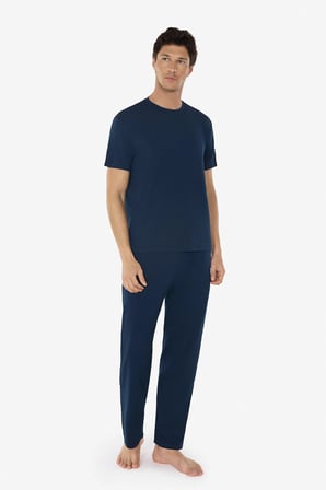 Erkek Lacivert Bisiklet Yaka Micro Modal Extra Yumuşak Yazlık Pijama Takımı 6030
