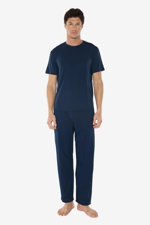 Erkek Lacivert Bisiklet Yaka Micro Modal Extra Yumuşak Yazlık Pijama Takımı 6030