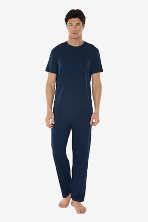 Erkek Lacivert Bisiklet Yaka Micro Modal Extra Yumuşak Yazlık Pijama Takımı 6030
