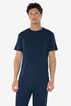 Erkek Lacivert Bisiklet Yaka Micro Modal Extra Yumuşak Yazlık Pijama Takımı 6030