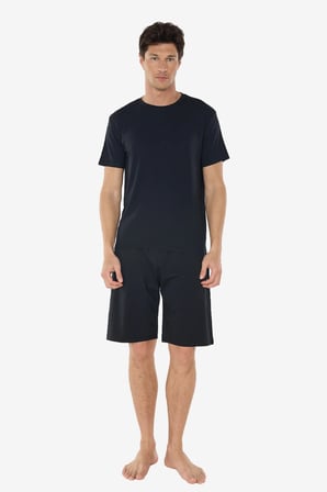 Erkek Siyah Bisiklet Yaka Micro Modal Extra Yumuşak Şortlu Pijama Takımı 6031