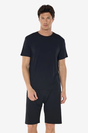 Erkek Siyah Bisiklet Yaka Micro Modal Extra Yumuşak Şortlu Pijama Takımı 6031