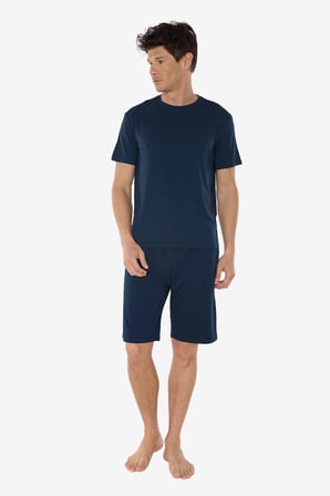 Erkek Lacivert Bisiklet Yaka Micro Modal Extra Yumuşak Şortlu Pijama Takımı 6031