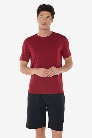 Erkek Bordo Bisiklet Yaka Micro Modal Extra Yumuşak Şortlu Pijama Takımı 6031