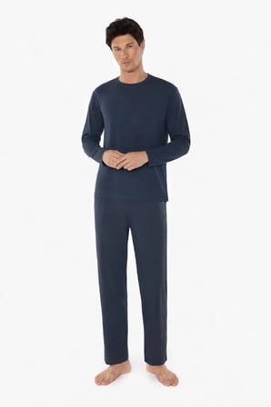 Erkek Füme Bisiklet Yaka Micro Modal Extra Yumuşak Kışlık Pijama Takımı 6032