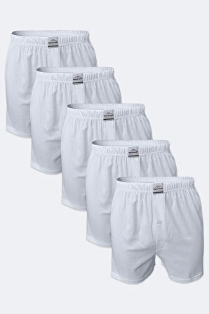 Erkek Beyaz 5 Li Geniş Kalıp Büyük Beden Boxer %100 Pamuk Battal Boy Mb2400 4xl/5xl/6xl/7xl