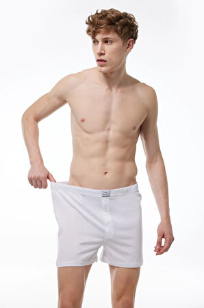 Erkek Beyaz 5 Li Geniş Kalıp Büyük Beden Boxer %100 Pamuk Battal Boy Mb2400 4xl/5xl/6xl/7xl
