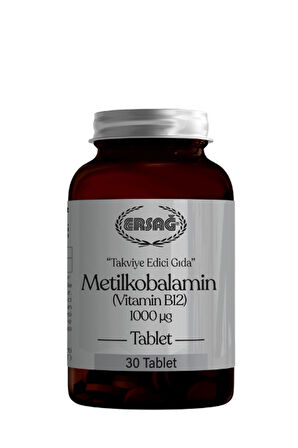 Ersağ Metilkobalamin (Vitamin B12 Tablet) Gıda Takviyesi (30 Tablet)