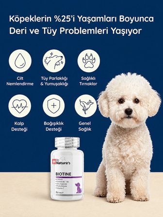Köpek Biotin Tablet 75 Tablet – Deri ve Tüy Sağlığı Destekleyici