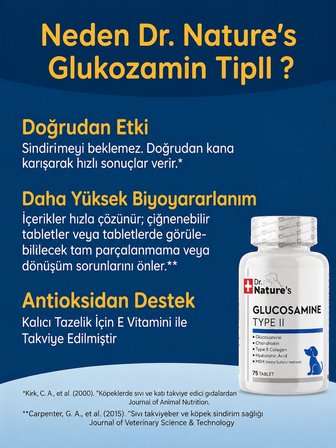 Köpek Glukozamin 75 Tablet – Eklem Destekleyici MSM Kondroitin İçeren Hareket ve Kıkırdak Desteği